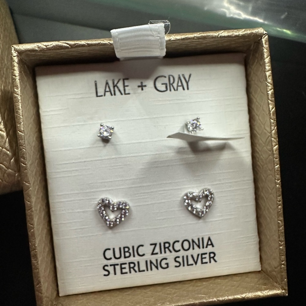 Silver Cubic Zirconia Earrings Set